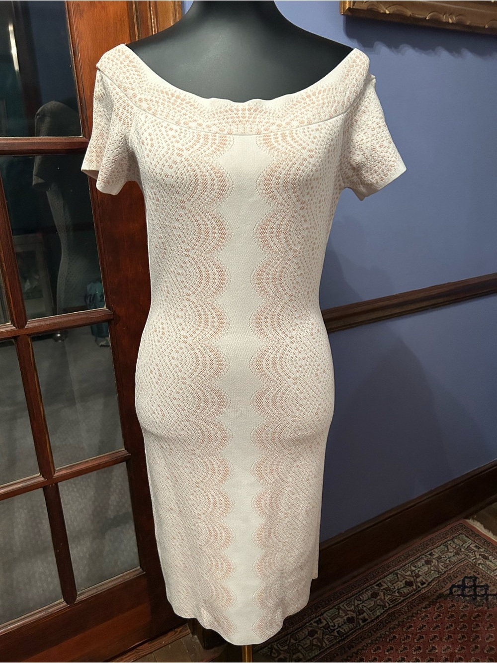BCBGMaxAzria Cream and Blush Sheath Dress